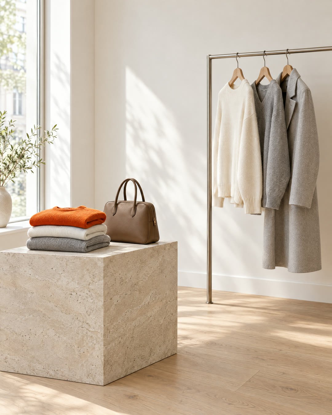 Gefaltete Strickmode in einer hellen Boutique